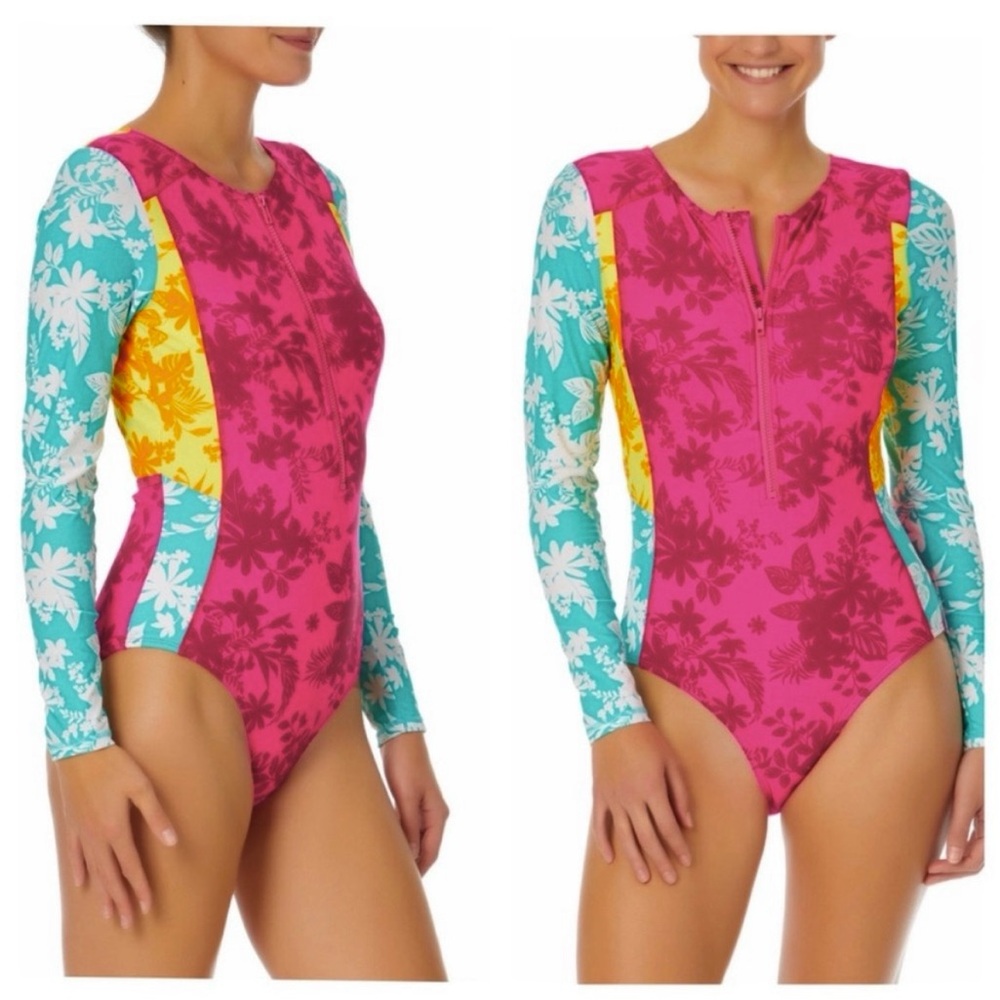 🏊🏼‍♀️💦 Rash Guard Long Sleeve Colorblock Swimsuit